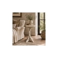 thumbnail image 3 of DecMode 16" x 23" White Wood Distressed Pedestal Scroll Accent Table with Brown Wood Top, 1-Piece, 3 of 12