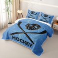 thumbnail image 3 of Erosebridal Cartoon Hockey Helmet Quilt King for Boys Men, Crossed Stick Print King Coverlet Set, Blue, 3-Piece, 3 of 7