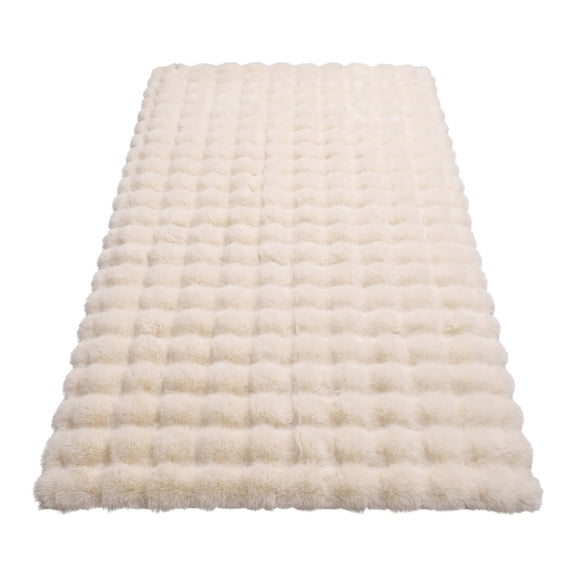 Unique Bargains Geometric Absorbent Shaggy Area Rug Non-Slip Plush Carpet 32" x 20" Beige