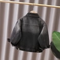 thumbnail image 4 of WQNVRNR Girls Denim Jacket- Drop Shoulder Casual Button Front Fall Jean Jacket Coat with Pockets Black Size 18 Months, 4 of 6