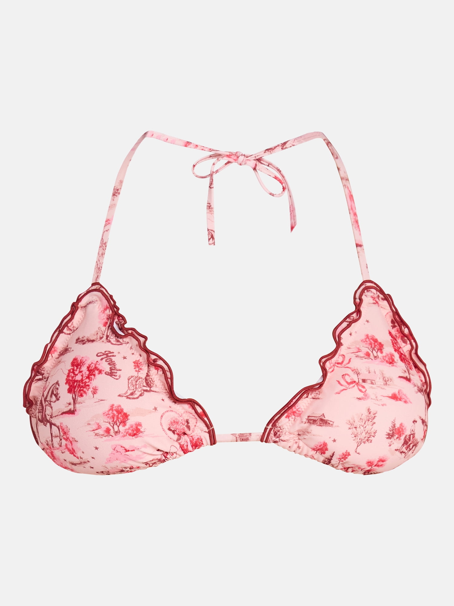 No Boundaries Scenic Route Triangle Bikini Top with Double Lettuce Edge, Women's XXS-XXL