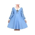 thumbnail image 1 of Robe Fille Bleue Motif Règle Col Uniforme Scolaire Vintage Décontracté Quotidien 7 Ans, 1 of 8