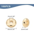 thumbnail image 2 of Aproximadamente 100 cuentas redondas planas de 6 mm, espaciadoras de acero inoxidable 202 con agujero de 2 mm, chapadas en oro de 18 quilates., 2 of 7