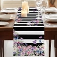 thumbnail image 3 of Table Runners 90 Inches Long Dress Scarves, Pink Flowers Farmhouse Coffee/Dining/Kitchen Table Runner for Living Room, Spring Floral Watercolor Botanical Farmhouse Striped 13x90 Inch, 3 of 9