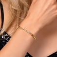 thumbnail image 3 of Gem Stone King 18K Yellow Gold Plated Silver White Lab Grown Diamond and Red Created Ruby Bracelet for Women (2.37 Cttw, Gemstone April Birthstone, Round 4MM, 7.5 inch), 3 of 6