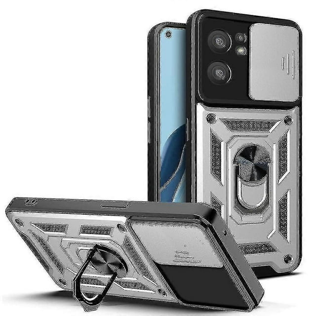 For Oppo Reno7 5G (Global) Bump Proof Case Ring Kickstand Slide Camera Protector Back Cover
