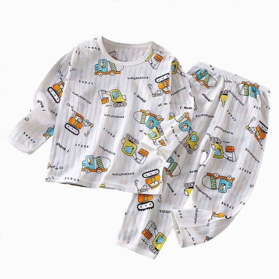 Gibobby Baby Boys Pajamas Boys Pajamas Toddler Boys Cute Pajamas 0-12 Months 2t 3t 4t 5t Long Sleeve Soft Pjs Set 2Pc Kids Sleepwear Sets Toddler Boys Clothes,White,Size 3-6 Months