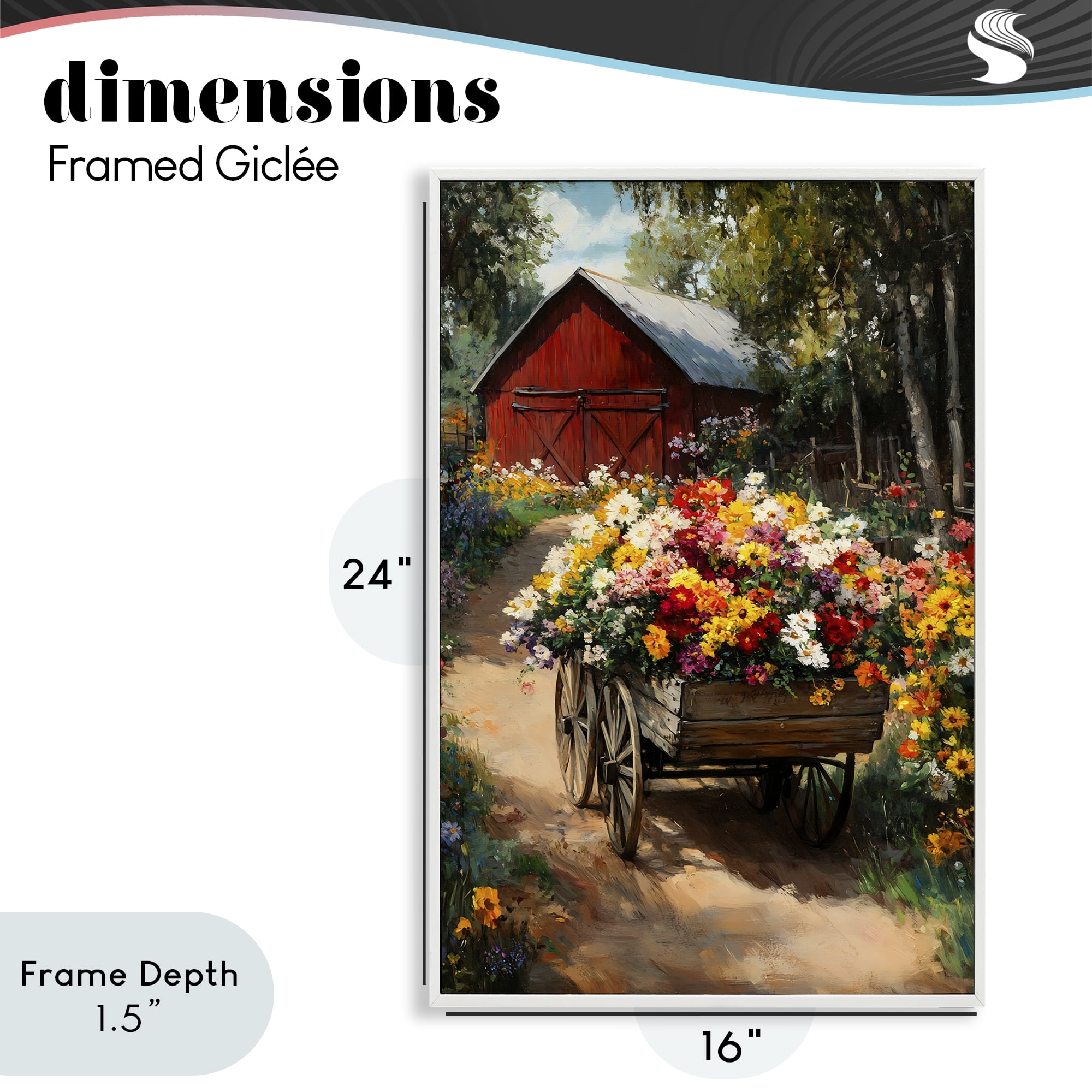 Stupell Industries Floral Wagon in Summer Garden White Framed Giclee Art, design by Franklyn Gregory