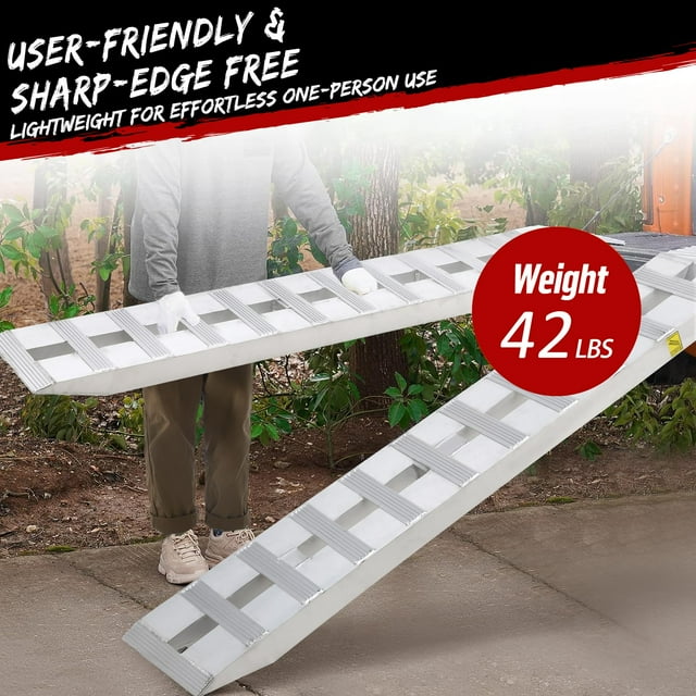 EDTara 2 Pcs Rampes de Chargement en Aluminium pour Remorques - 6000 Lb Rampes de Chargement Utilitaires pour Remorques avec Crochet Supérieur à l'Extrémité de Fixation