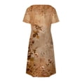 thumbnail image 5 of Dresses for Women Vestido De Verano Para Mujer Plus Size Summer Dresses Women's Fashion Summer Print Short-sleeved V-neck Casual Dress Brown XL, 5 of 8