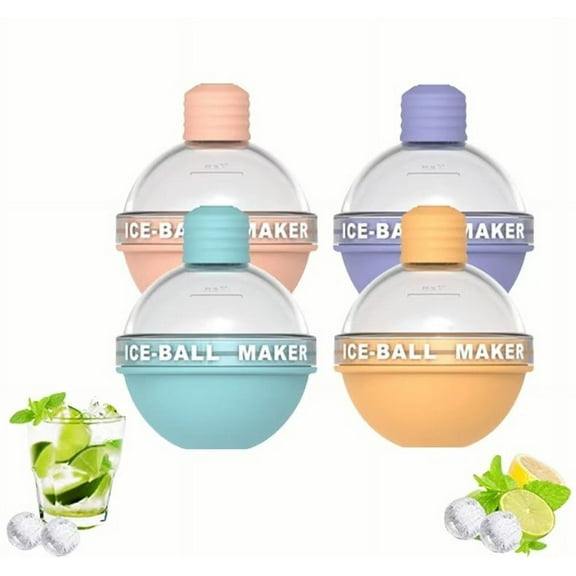 4 Pack Ice Ball Maker, Whiskey Ice Mold, Silicone Ice Cube Tray, 2.5 Inches Sphere Ice Mold for Whiskey and Cocktails