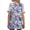 thumbnail image 3 of Gibobby Camisas mexicanas con cuello en V para mujer Camiseta manga corta con cuello en V y manga corta con estampado floral para mujer(Morado,M), 3 of 4