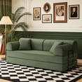 thumbnail image 2 of Leumius 79" Convertible Futon Sofa Bed, Boneless Couch for Living Room, Corduroy Folding Mattress Couch with Fixed-Shape Frame, Floor Sofa Lounge Couch with 2 Pillows, No Assembly,Grayish Green, 2 of 9