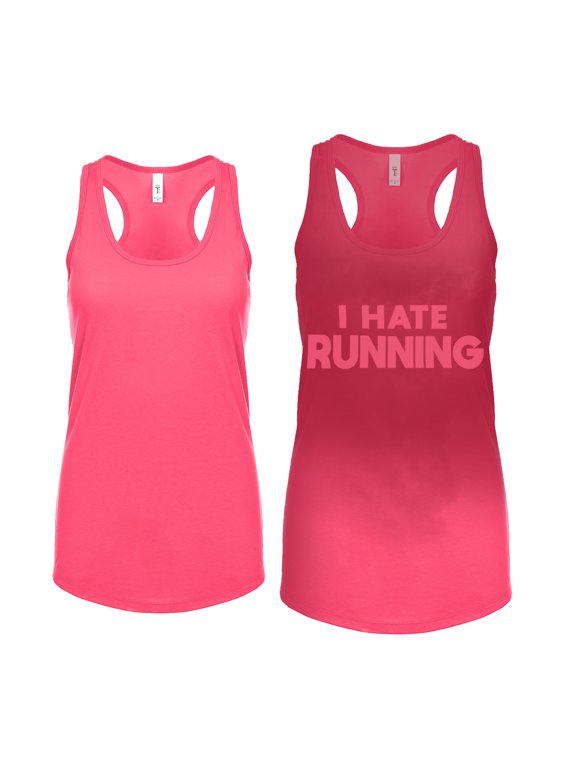 Sweat Activated Gift Tank Top with Motivational Hidden Message I Hate Running For Women Large