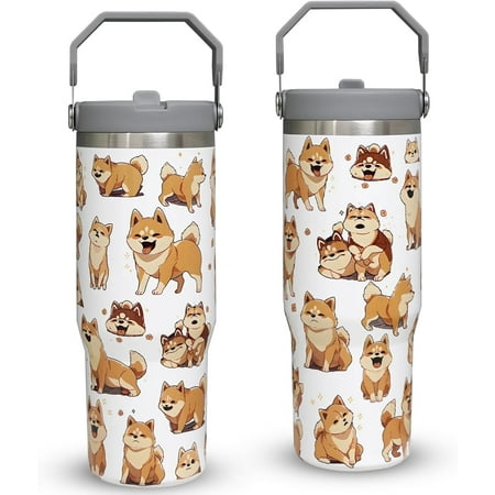 

Shiba Inu Gifts For Shiba Inu Lovers Dog Gifts For Women 30oz Tumbler With Handle Lid and Straw Dog Mom Coffee Cup Dog Owner Gifts