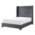 thumbnail image 3 of Benjara Leny California King Bed, Dark Gray Velvet Upholstery, Shelter Headboard, 3 of 5