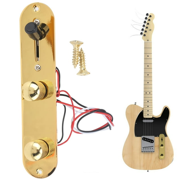 Metal Guitar Control Plate Prewired Loaded Mounting Plate for TL Chrome Plated with Volume Knob Tone Knob Threeway Switch