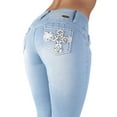 thumbnail image 2 of Fashion2Love Women's Juniors Colombian Design Butt Lift Mid Waist Boot Leg Jeans, 2 of 10