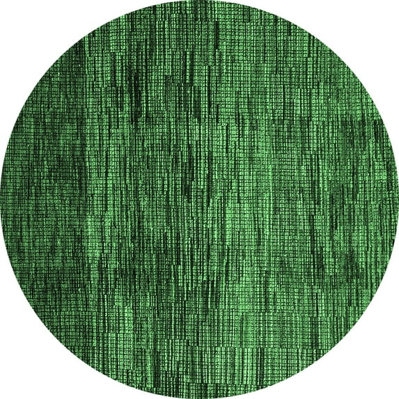 Ahgly Company Indoor Round Abstract Emerald Green Modern Area Rugs, 3' Round