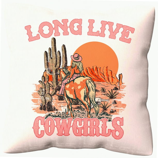 Cowgirl Chic Pillow Covers Western Room Decor 18x18 Bedroom Throw Pillow Cases Gifts for Women Cowgirls Long Live Pink Western Style Walmart