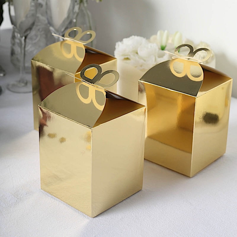 BalsaCircle 25 Candy Gold Gift Boxes Metallic Favor Holders Butterfly ...