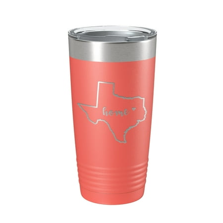 

Texas Tumbler Home State Travel Mug Insulated Laser Engraved Map Coffee Cup 20 oz Coral