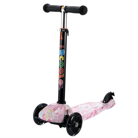50cc Folding Scooter 3 Wheel Flash Scooter Kick Scooter Adjustable Height Folding Scooter T Style Handle for Children Kids Boys Girls ()