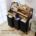thumbnail image 6 of Laundry Sorter 3 Section, Laundry Hamper, Rolling Laundry Basket with 2 Drawers, 2 Shelves, 3 × 14.5 Gal, Laundry Room, Rustic Brown, 6 of 8