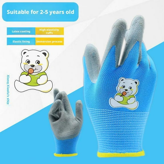 FurNest 1Pair Kids Gardening Gloves for Age 2-11 Childrens Yard Cartoon Garden