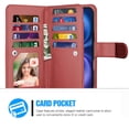 thumbnail image 2 of iphone 16 Plus Phone Case, Leather Wallet Case for Apple iphone 16 Plus, Ebizware Credit Card Cash Holder Folio Flip [Detachable] Kickstand Magnetic Cover & Lanyard for Women Men [Wine Red], 2 of 7