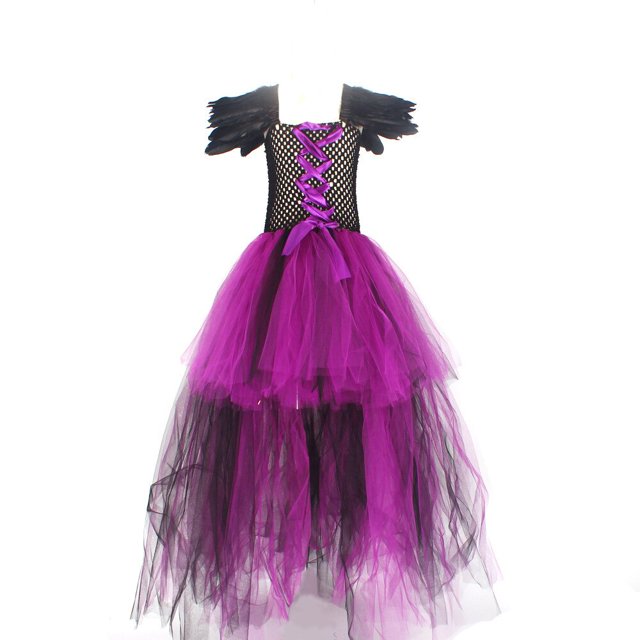 Disfraz de Halloween para niñas Vestido de bruja maléfica Reina de corazones Descendientes Cruella Tutu Vestidos Niños Cosplay Ropa de fiesta (2-3T) Gao Jinjia LED