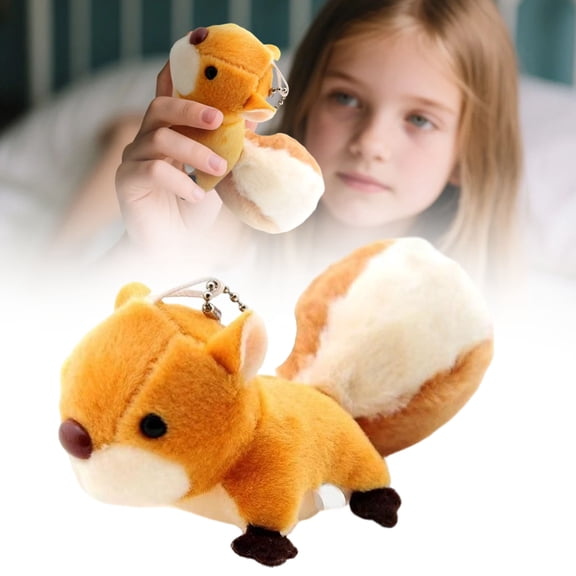 Homesteed Squirrel Plush Keychain Stuffed Animal Toy Soft Bag Charm Pendant Cute Hanging Decor for Kids Family Matching Keychains