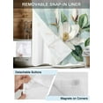 thumbnail image 3 of No Hook Cloth Fabric Shower Curtain with Snap in Liner, Botanical Floral Waterproof Shower Curtains Set with See Through Top Window, Pastoral Magnolia Flowers Leaves Plant Bath Curtains 54"x78", 3 of 6