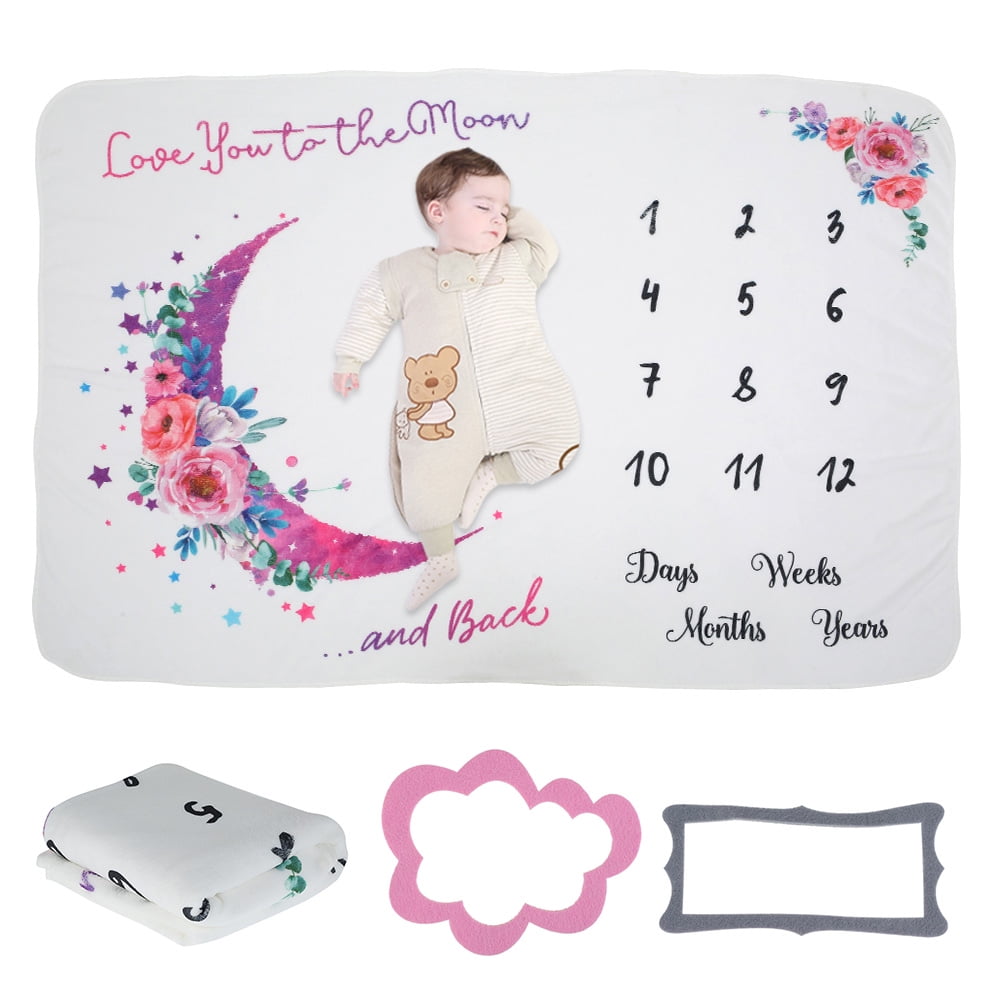 Pink Unicorn Milestone blanket Personalized Newborn Baby Girl gift swaddle 