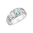 thumbnail image 6 of RYLOS Men's Rings 14K White Gold Classic 7X5MM Oval Gemstone & Diamond Ring Aquamarine March Birthstone Rings For Men Size 10, 6 of 7