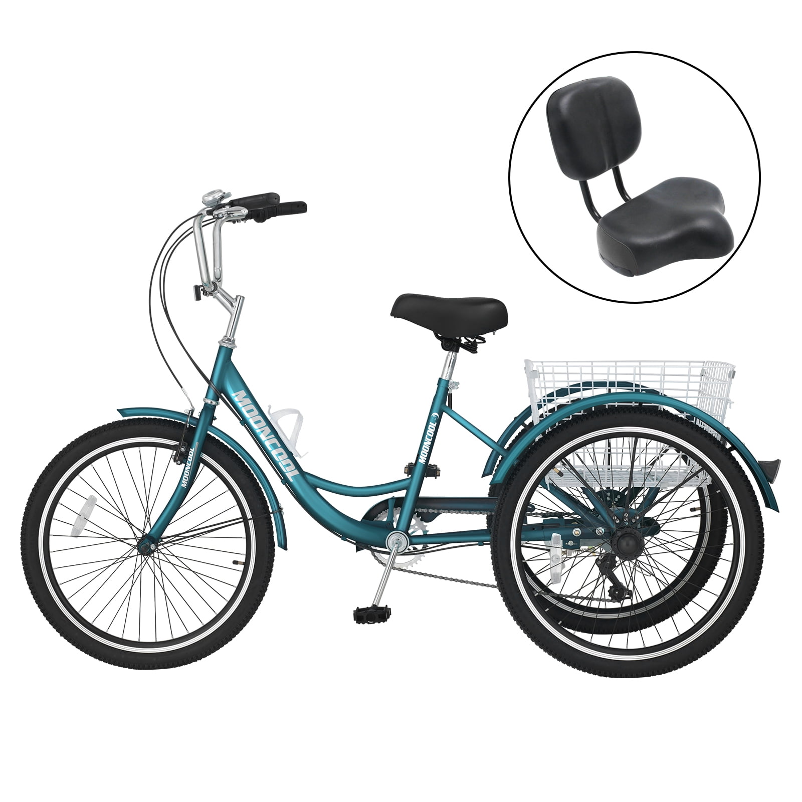 Adult Tricycle Rear Seat Attachment - Compatible With 24-Inch 3-Wheel Bikes For Kids & Groceries