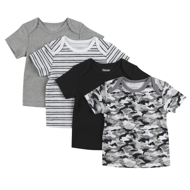 Camiseta interior Hanes para bebés niñas, manga corta, negra, 0-6 meses