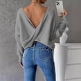 thumbnail image 4 of Ediodpoh Womens Backless Sweater Long Sleeved Knit Sweater Womens Sweaters Grey S, 4 of 9