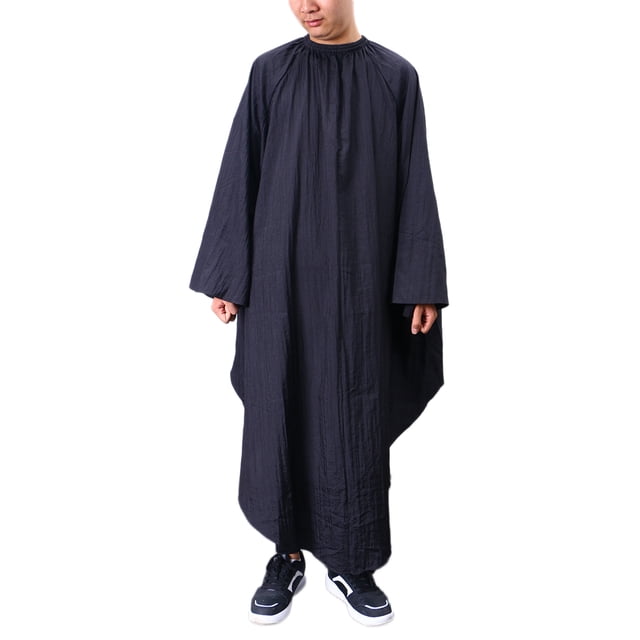MasteelfCA Cape de Coupe de Cheveux Professionnelle pour Client de Salon, Robe de Barbier avec Manches (Noir)