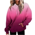 thumbnail image 2 of Zpanxa Women's Gradient Print Hooded Sweatshirt Winter Fleece Pullover Long Sleeve Casual Loose Fit Warm Sweater Top, 2 of 5