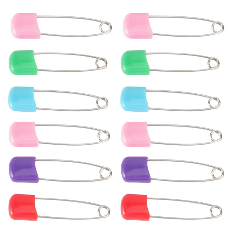 Baby Kids Cloth Diaper Pins Stainless Steel Traditional Safety Pins - Size  S (Assorted Color), 12pcs Pack