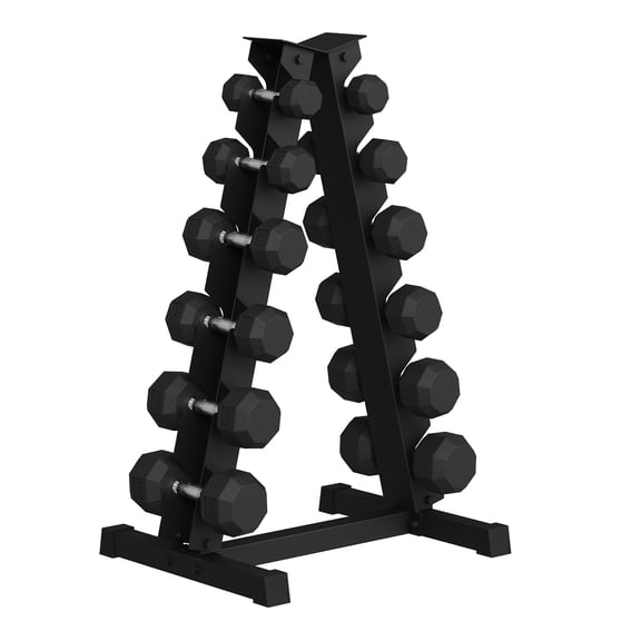 Hex Dumbbell Sets with Rack, 210LB (5-30lb, 6 pairs) Rubber Coated Dumbbell Weight Set and Storage Rack,Multiple Packages,Multiple Options Hand Weights for Strength Training, Workouts