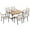 Black Frame, variant on 7 Piece Patio Rattan Dining Set, Outdoor Dining Table Set, All Weather PE Wicker and Acacia Wood Furniture Set, Rectangular Table and 6 Cushioned Chairs Set, for Poolside, Balcony, Backyard, D7332