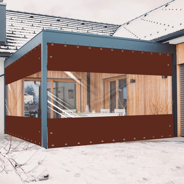 Ezcasch Rideau Extérieur en Vinyle de 17 Oz, Rideau Extérieur à Panneau Transparent, Rideau Extérieur Résistant aux Intempéries pour Pergola, Véranda, Gazebos,