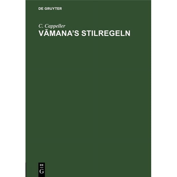 Vāmana's Stilregeln, (Hardcover)