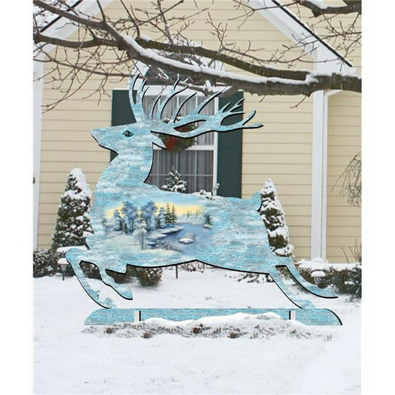 32 in. Prancing Deer scenic Free-Standing Garden Decor