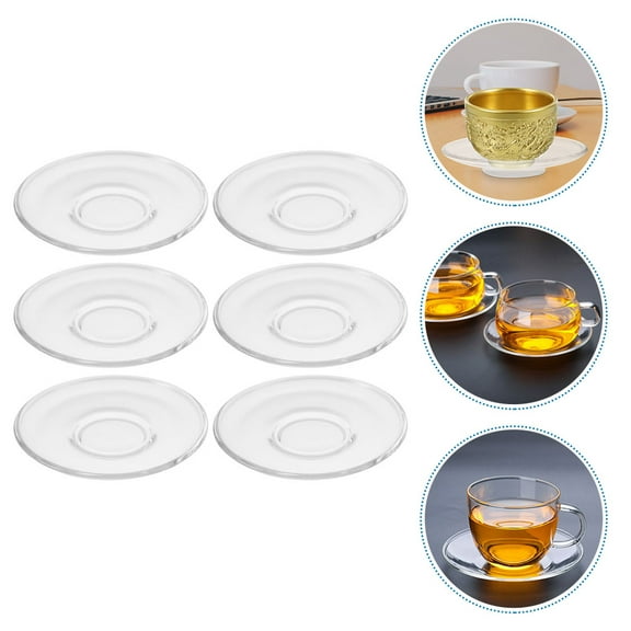 FOLOYORI Decor Coasters Glass Coaster Transparent 6Pcs