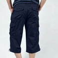 thumbnail image 3 of Ciovxyn Men's Casual Cargo Capri Pants with Multi-Pocket and Elastic Waist - Navy S, 3 of 5