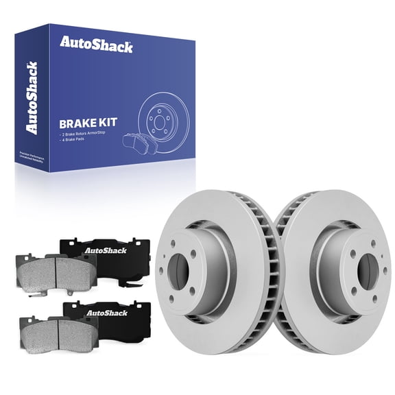 AutoShack Front Brake Rotors & Ceramic Pads for Ford, Mustang 2015-2020, RWD L4 2.3L V8 5.0L - Coated - ArmorStop - 13.86" (352 mm), 5-Lug