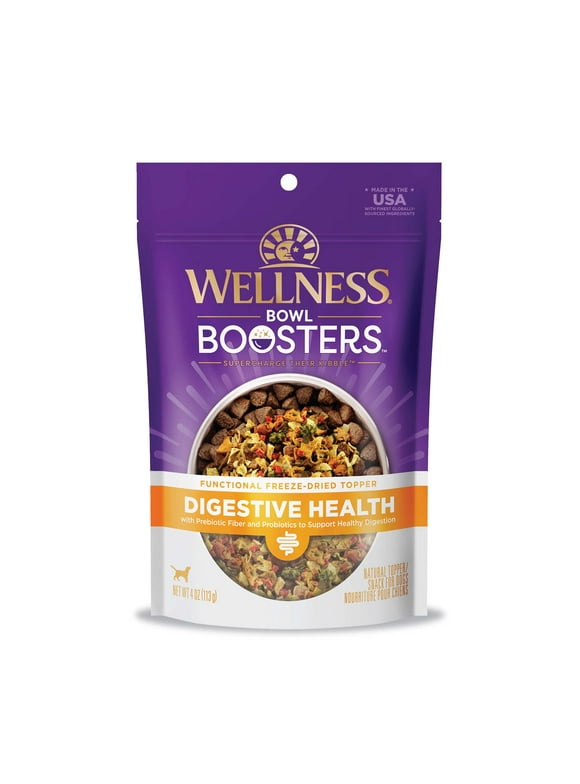 Wellness Bowl Boosters Functional Freeze-Dried Dog Food Topper, Digestive Health, 4 Ounce Bag